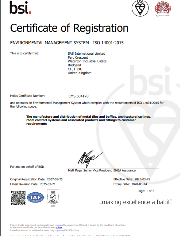 BSI ISO 14001 Certificate 2025-2028 BRIDGEND-MAYBOLE