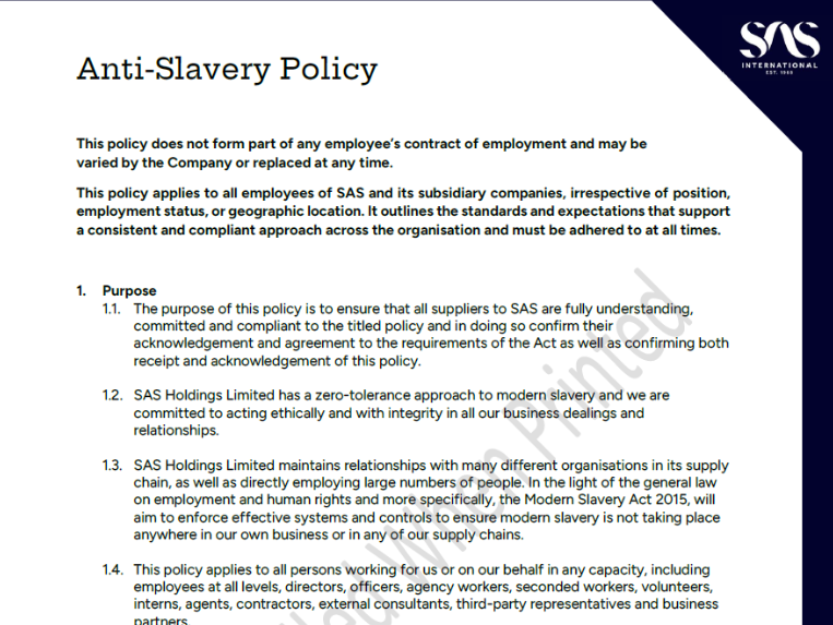 Anti-slavery policy