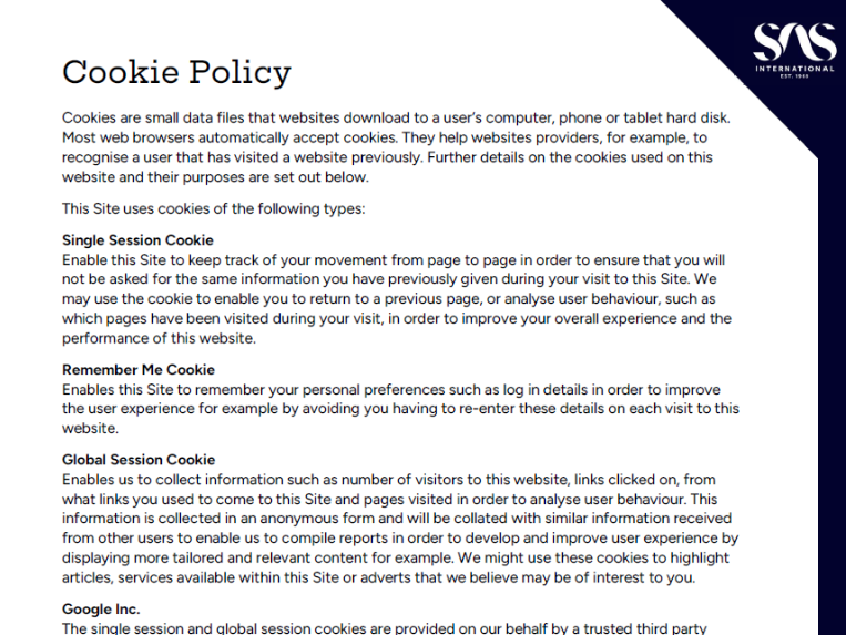 Cookie policy