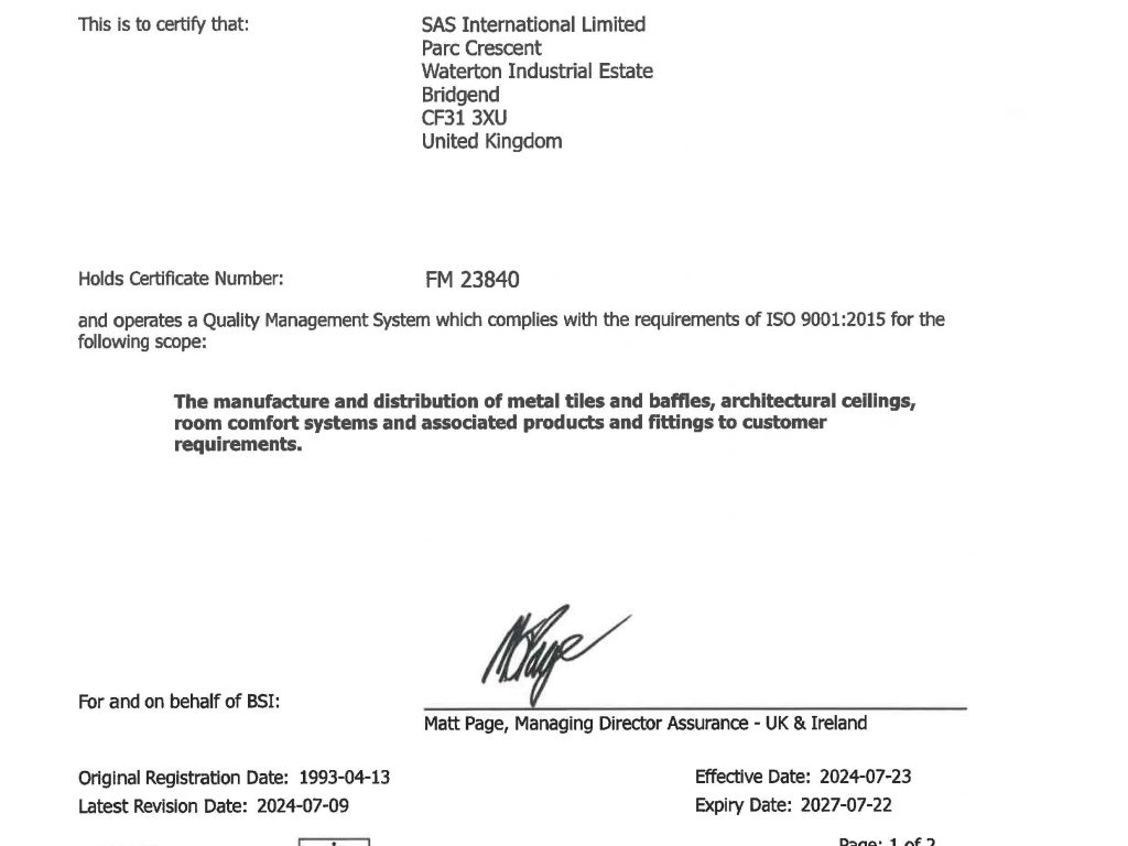 BSI ISO 9001 Certificate 2024-2027 BRIDGEND-MAYBOLE