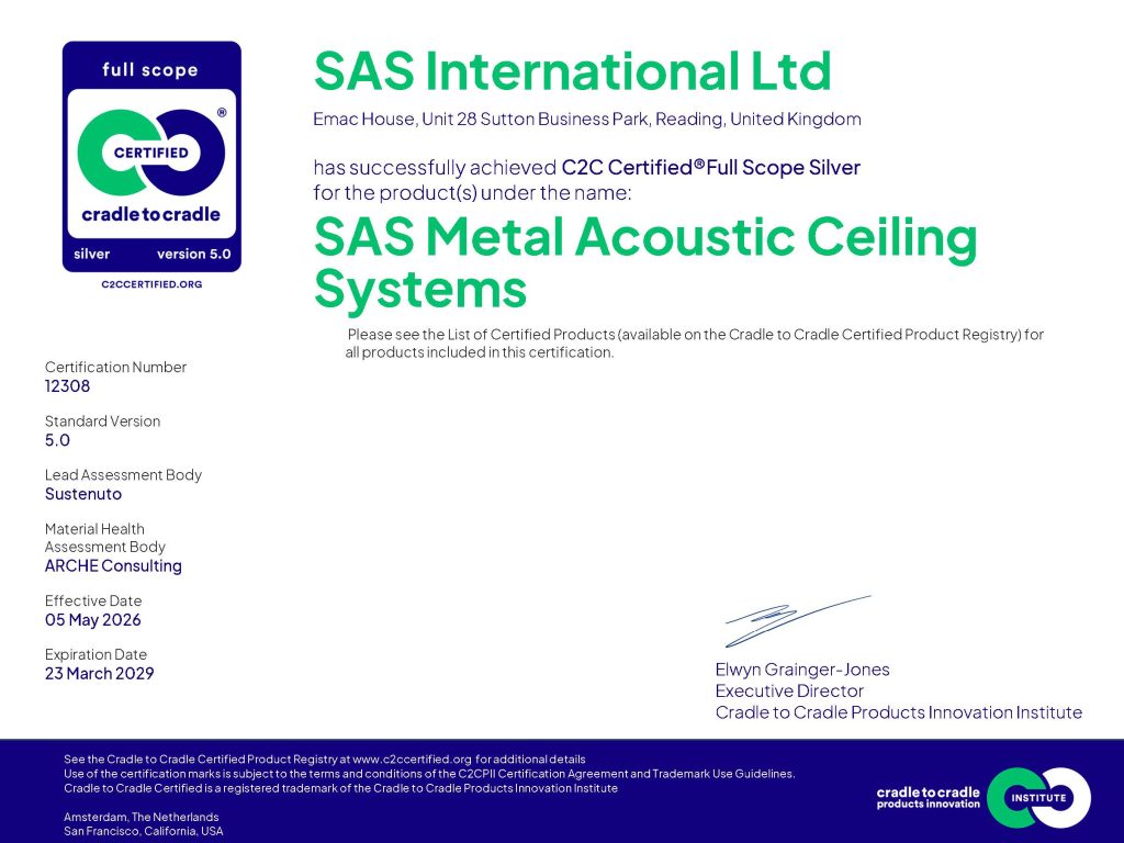 SAS Cradle to Cradle Certified Silver – Full Scope Certificate