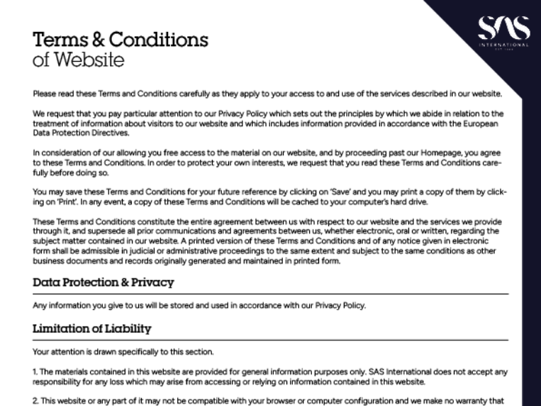 Terms & Conditions of Website